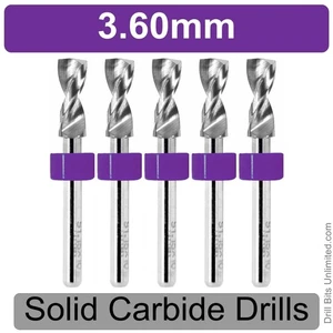 Brocas de carburo de 3,6 mm 0,142" vástago de 1/8" CINCO piezas de carburo sólido R/S - Imagen 1 de 4