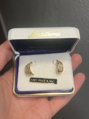 Landstrom 10K Solid Black Hills Gold Half Hoop Leaf Earrings With 14K Backs/Post - Image 1 of 4