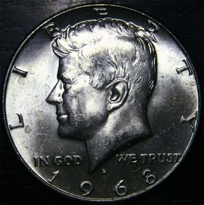 1968 D Kennedy Half Dollar 40% Silber 50c US Münze Denver Mint BU Stempelglanz - Bild 1 von 2
