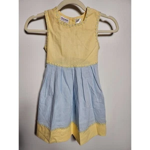 Blueberi Boulevard Girls Lenin Cotton Yellow And Blue Sun Dress Size 6X - Picture 1 of 15