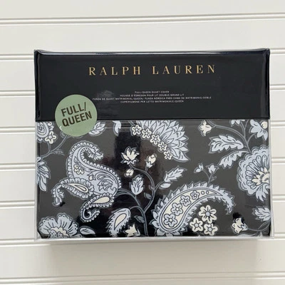 Ralph Lauren Delphine Paisley Queen Duvet Cover 100% Cotton Sateen Navy NWT $355 - Image 1 of 4