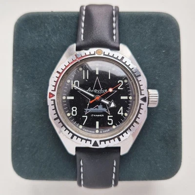 De colección URSS Vostok Amphibia 2409 SU buzo militar soviético 17 joyas estrella negra Foto 1 de 4