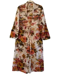Neem Living Floral Cotton Robe With Crochet Flower Tassels Size XS-S - Picture 1 of 6