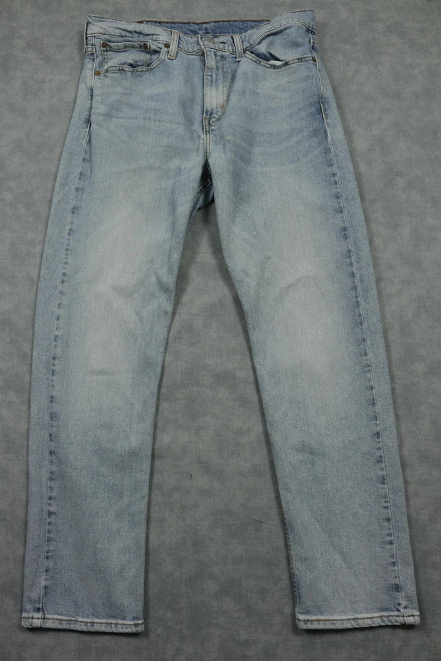 Levis 502 Jeans Mens 33x30 Light Wash Blue Denim Tapered Leg Mid Rise Stretch - Image 1 of 4