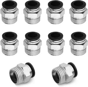 10Pack 1/2" NPT Male Thread 12Mm Pneumatic Push-To-Connect-Fittings Air Fittings - Picture 1 of 12