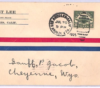 USA Air Mail 8c PROPELLER (#C4) Cover 1925 Los Angeles Cheyenne Wyoming XA26 - Image 1 of 4