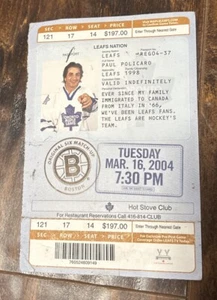 Toronto Maple Leafs Vintage Ticket Stub Vs Boston Bruins Mar 16, 2004 - Picture 1 of 2