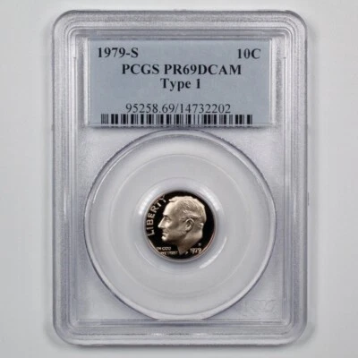 1979 S Roosevelt Dime PCGS Proof 69 Deep Cameo Type 1 US 10 Cent Coin - Image 1 of 2