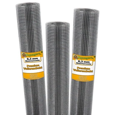 AQUAGART Volierendraht Drahtgitter Wühlmausgitter Schweißgitter Nagerschutz 6,3mm x 6,3mm
