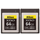 2X Nikon 64Gb Xqd 440Mb/S Memory Card