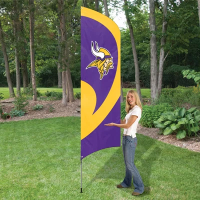 MINNESOTA VIKINGS 8.5 FOOT TALL TEAM FLAG 11.5' POLE SIGN BANNER NFL - Image 1 of 4