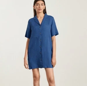 Everlane Women's Linen Casual Workwear Button Down Shirt Dress size M Blue NWT - Picture 1 of 6