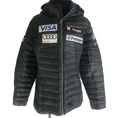 Spyder US Ski Team Down Jacket Womens Large L Timeless Hooded Coat USA Skiing - Image 1 of 4