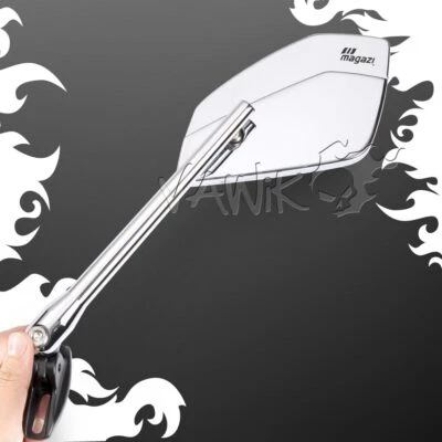 NEW! VAWiK Chrome Mirrors CLEAVERII Black Base fits Kawasaki Ducati Sportsbike - Imagem 1 de 4