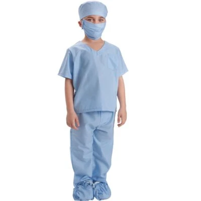 Doctor Scrubs For Kids - Pink/Blue Doctor And Nurse Costume By Dress Up America - Image 1 of 4