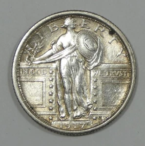 Cuarto de dólar Ty-1 Standing Liberty 1917 casi sin circular plata 25c - Imagen 1 de 4