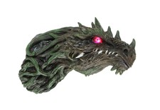 Green Vine Morph Dragon Head Wall Mounted Sculpture With LED Lighted Eyes