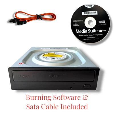 LG 24X Internal Desktop SATA CD DVD RW DL Burner Re-Writer Drive + Software - Image 1 of 4