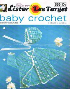 Vintage Baby Cardigan & Bonnet Crochet Pattern, 18 & 20", DK, A4 printed copy - Picture 1 of 2