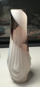 Art Glass White & Amethyst twist/Swirl Bud Vase 6" Tall Vintage - Picture 1 of 2