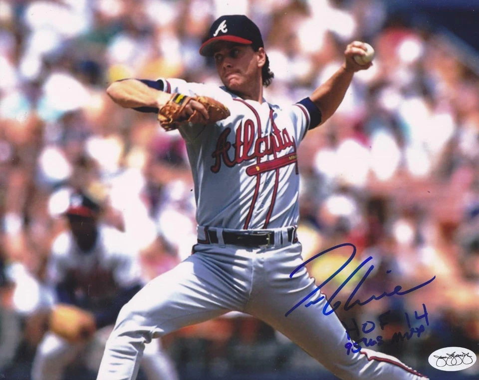 TOM GLAVINE Signed 95 W.S. MVP, HOF 14  8x10  Glossy Color Photo  JSA Sticker - Image 1 of 1