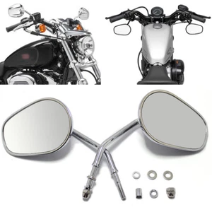 ESPEJOS RETROVISORES CÓNICOS OVALADOS CROMADOS PARA HARLEY MOTO SPORTSTER XL 883 1200 - Imagen 1 de 6