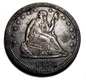 OLD US COINS SILVER 1858 LIBERTY SEATED QUARTER BEAUTY 25C - Picture 1 of 2