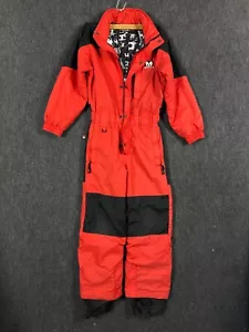 Mambo Child Size 10 One Piece Ski Suit Snowsuit Red Black Waterproof Winter - Picture 1 of 21