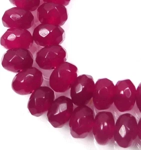 6x4mm Red Jade Faceted Rondellel Beads 15.5" - Picture 1 of 3