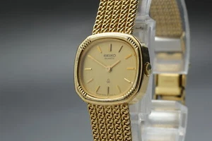 Vintage 1979 Near MINT Seiko Bracelet 2320-5200 Gold Quartz Women Watch JAPAN - Picture 1 of 12