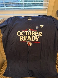 Women's Fanatics Navy Cleveland Guardians 2024 MLB Postseason Locker Room V-Neck - Picture 1 of 4