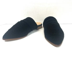 Mi.iM Black Knit Mules Slides Pointed Toe Flat Loafers Boho Leather Women’s 7.5 - Picture 1 of 10