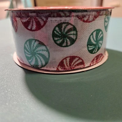 1 Roll Christmas Ribbon 1.5 in x 30 feet, Peppermint Candy - Image 1 of 2