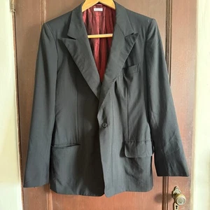 BRIONI | Blazer grande vintage de los años 70 negro con solapa de pico de un solo botón - Imagen 1 de 10