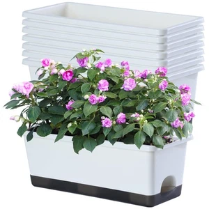 Window Box Planter 8 Pcs, 17 Inches Rectangle Flower Pots with Drainage Holes... - Picture 1 of 8