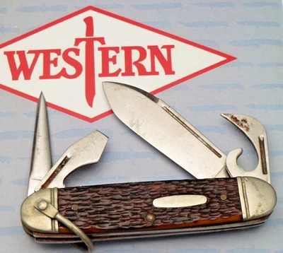 Vintage WESTERN USA 1970's S-901 D Scout Utility Knife Delrin Handles - Unused - Image 1 of 4