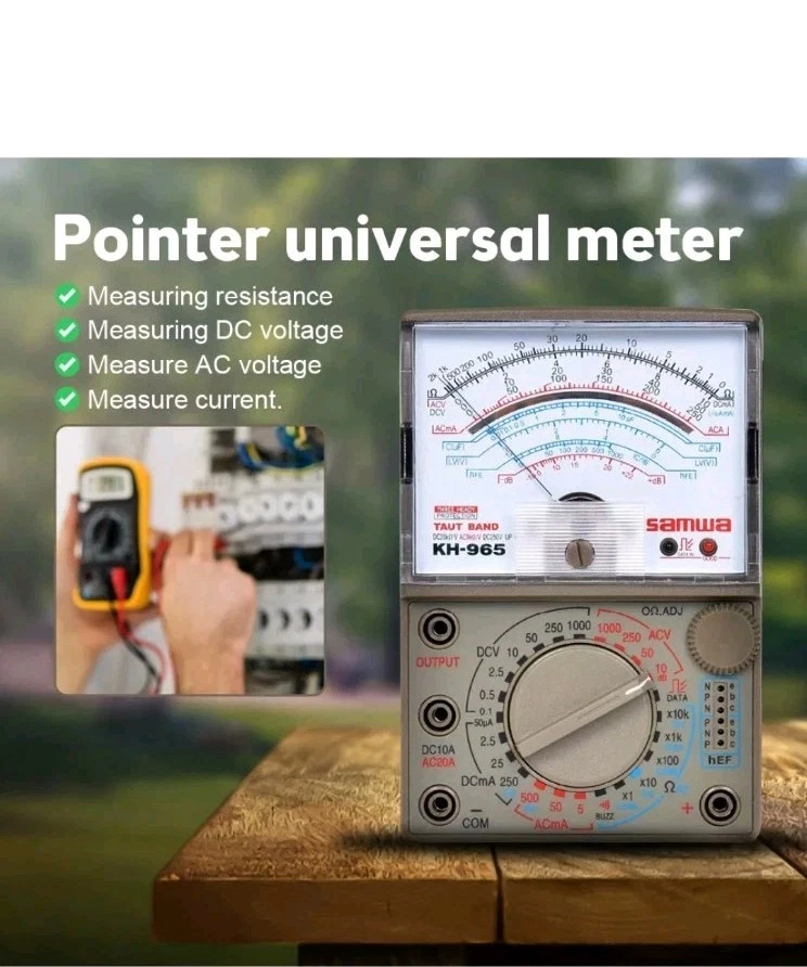 Samwa KH-965 Taut Band Meter Measures Ac/dc Voltage, DC Current And Resistance  - Image 1 of 4