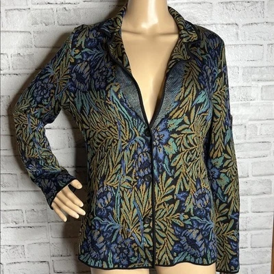 Peruvian Connection Pima Algodón Floral Cárdigan Suéter S Pequeño Foto 1 de 4