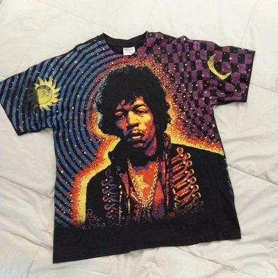 Vtg 1992 Jimi Hendrix Winterland All Over Print T Shirt Single Stitch XL Music - Image 1 of 4