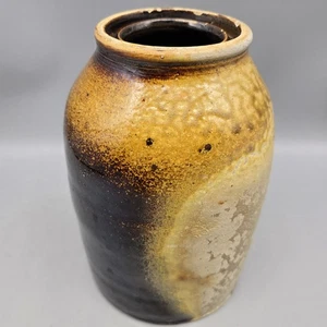 7,75" großer Steinzeug Keramik Topf oder Vase, Odd Ombre Brown Kunst teilweise Glasur - Bild 1 von 9