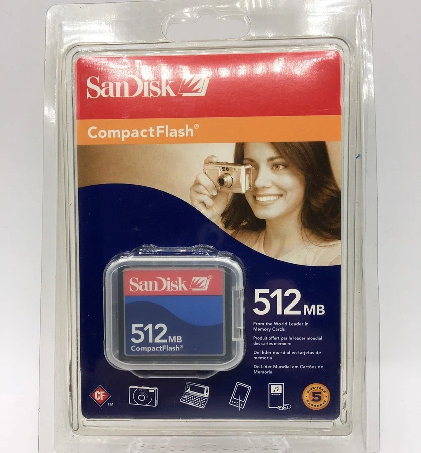 SanDisk 512 MB CompactFlash Memory Card (SDCFB-512-E10) - Image 1 of 1