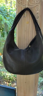 Bolso de cuero marrón oscuro Monsac para mujer usado en excelente estado apertura con cremallera Foto 1 de 4
