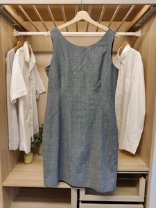 HOBBS SIZE UK 16 GREY DRESS SHIFT SLEEVELESS FORMAL WOOL WORK LINED SUIT WOMENS - Picture 1 of 4