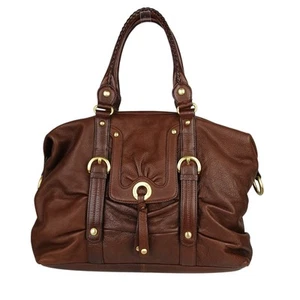 Cartera grande B Makowsky de cuero marrón mantecoso con doble asa superior herrajes dorados - Imagen 1 de 6