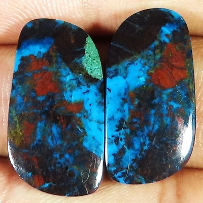 Natural Blue AZURITE Pair Cabochon , Azurite Gemstone 30.50 CT 12x24x3 mm kl_80 - Image 1 of 4
