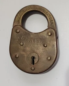 Eagle Lock Company 6 Levers Brass Padlock, No Key - Picture 1 of 2