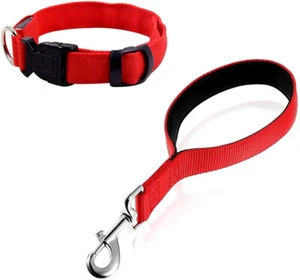 Juego de 2 cuellos de correa corta de nailon para perro con clip de metal de seguridad para perros (M-L) - Imagen 1 de 5