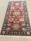 2’ X 4’ Red Navy Blue Traditional Floral Hand Knotted Oriental Area Rug Wool