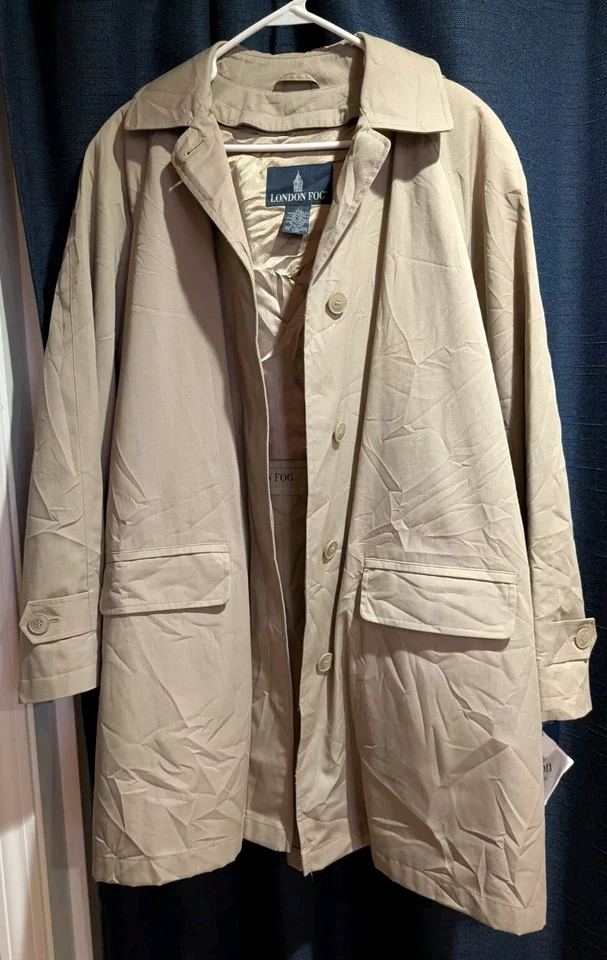 Capa de chuva masculina vintage London neblina tamanho G destacável resistente à água nova com etiquetas - Imagem 1 de 4