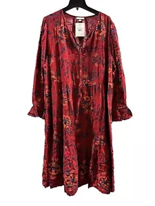 Women's Plus Size Long Sleeve Embroidered A-Line Dress - Knox Rose Ruby Red 2X - Picture 1 of 4